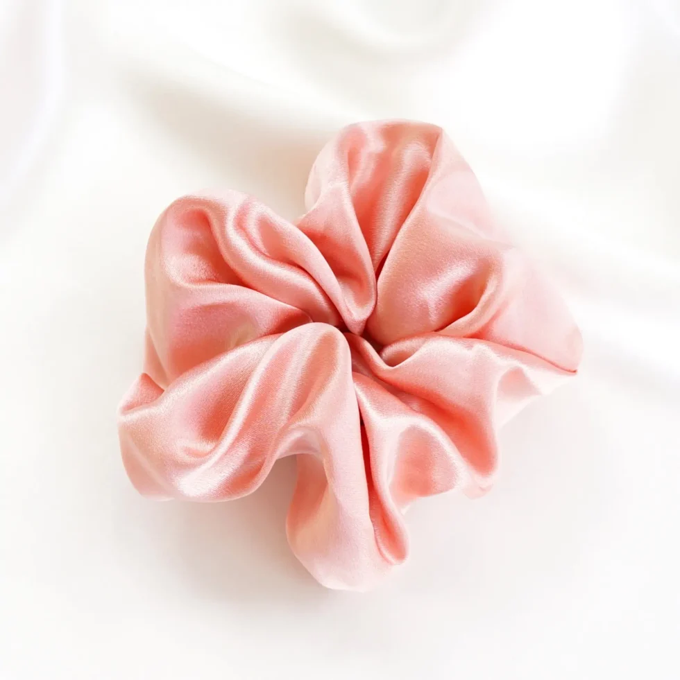 Natural silk hair tie, pink 2.