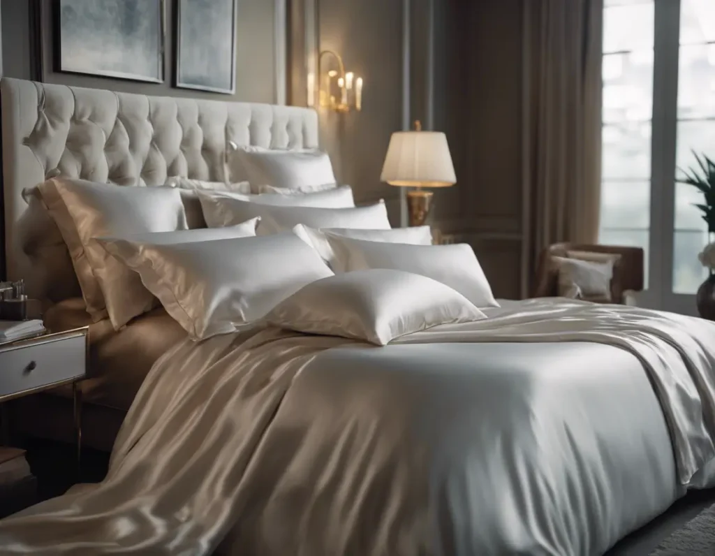 naturalaus silko patalyne, blizgi ir svelni