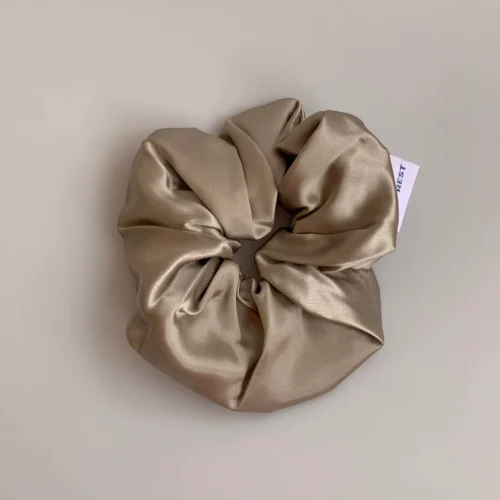 A large XL Mulberry silk scrunchie Silk hair scrunchie for volume – champagne color