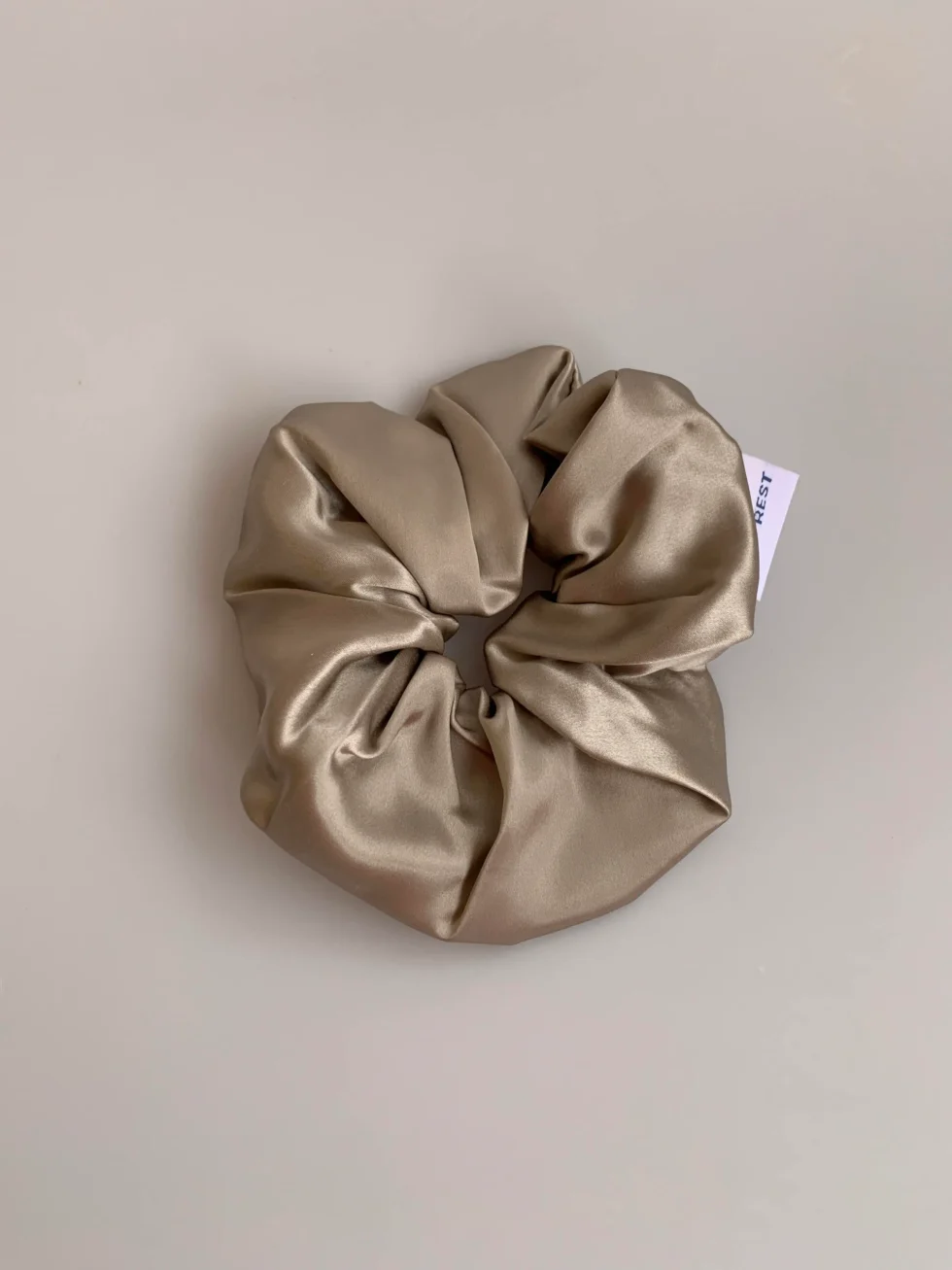 A large XL Mulberry silk scrunchie Silk hair scrunchie for volume – champagne color