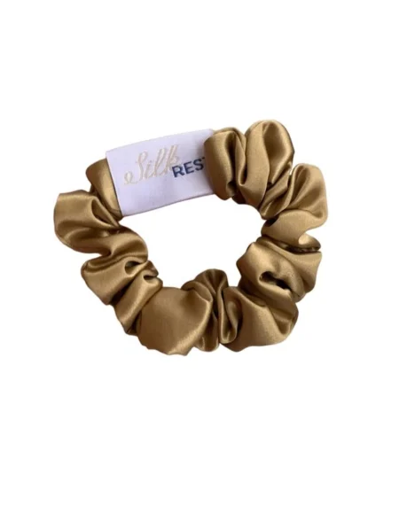 Pkauku gumyte naturalaus silko, aukso spalvos, vidutinio dydzio