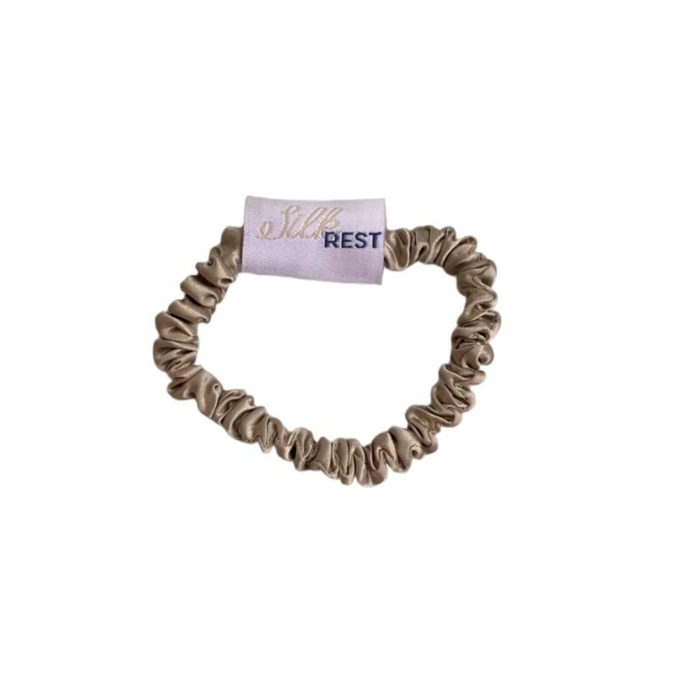 Šilkine gumytė plaukams,minkšta, aukso spalvos spalvoas, silkrest.eu