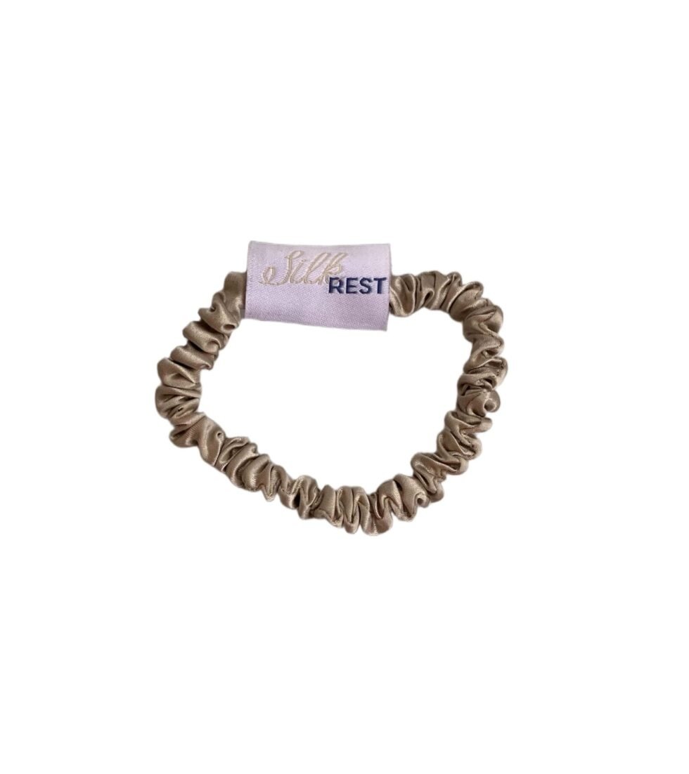 Šilkine gumytė plaukams,minkšta, aukso spalvos spalvoas, silkrest.eu