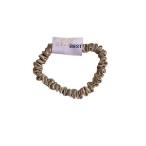 Thin Mulberry Silk Hair Scrunchie – Rose Gold