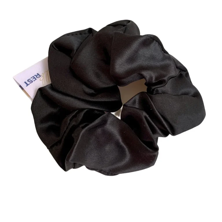 Large Mulberry Silk Hair Scrunchie – Black
