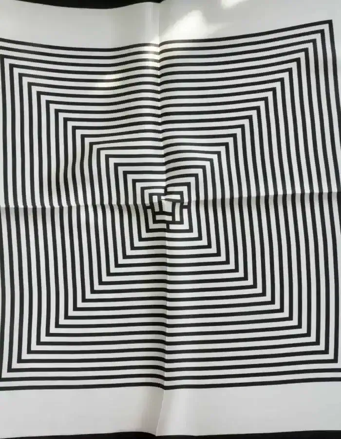Mulberry silk scarf (53 × 53 cm) for women with black stripes