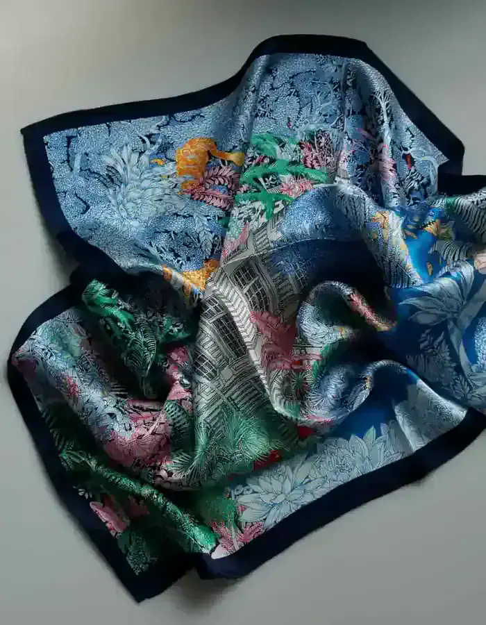 Mulberry Silk Scarf (53×53 cm) for Women in Blue