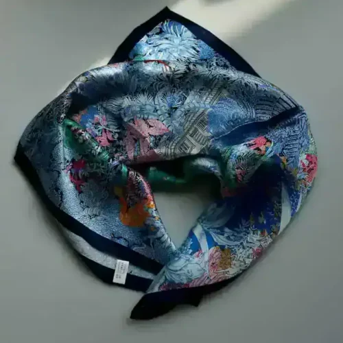 Mulberry Silk Scarf (53×53 cm) for Women in Blue