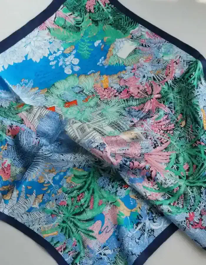 Mulberry Silk Scarf (53×53 cm) for Women in Blue