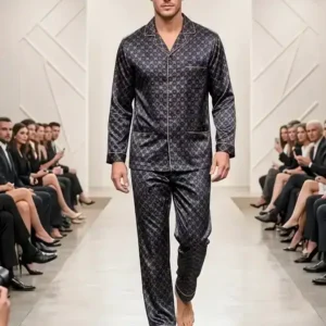 Men's long sleeve Mulberry silk pajama suit